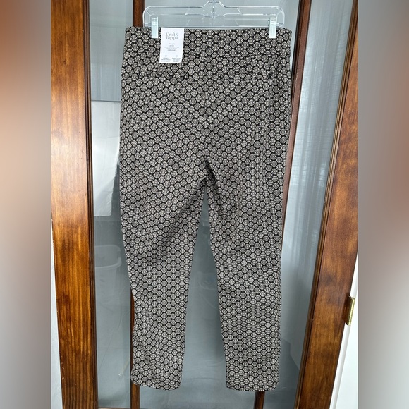 NWT Croft & Barrow The Effortless Stretch Pant 12 Black Geo Pull On Mid Rise - Picture 3 of 10